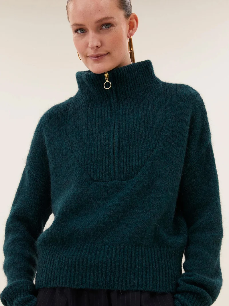Donkergroene trui boxy beau