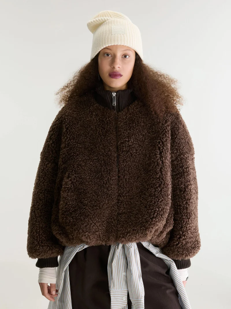 Donkerbruine teddy jacket jallis