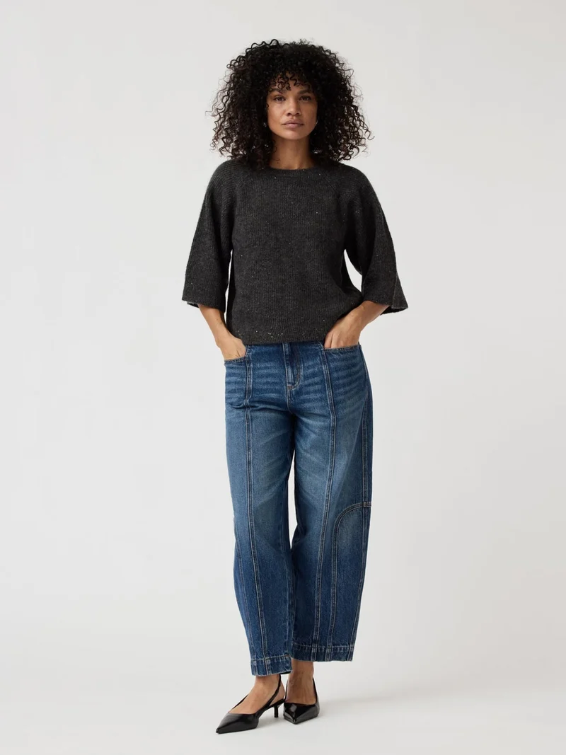 Donkerblauwe barrel jeans abbi