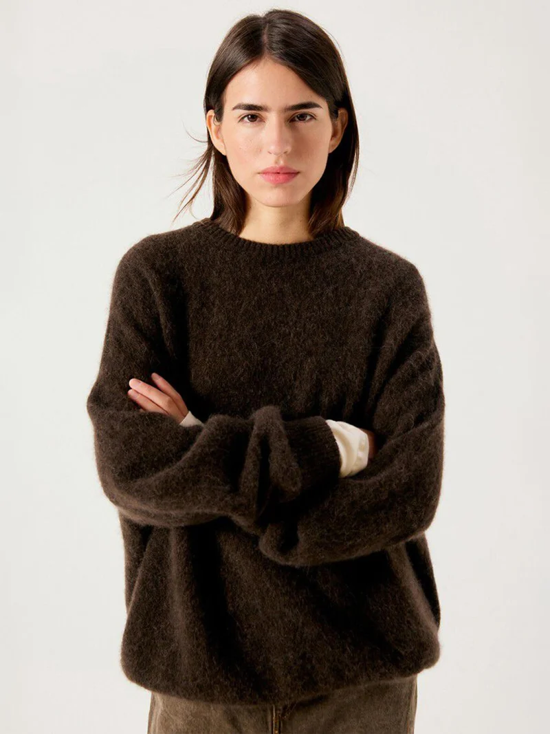 Donkerbruine oversized trui vitow