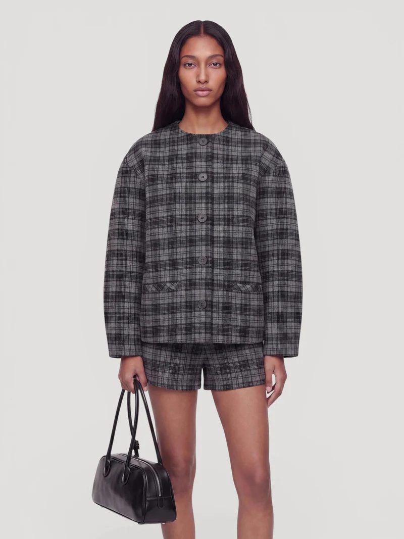 Geruite tussenjas aino wool