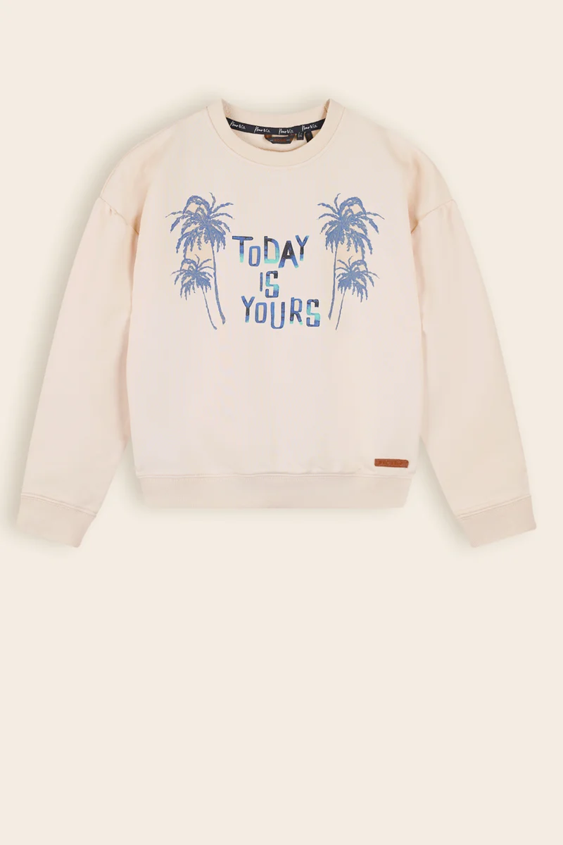 Kimo Sweater met Print Ivoor