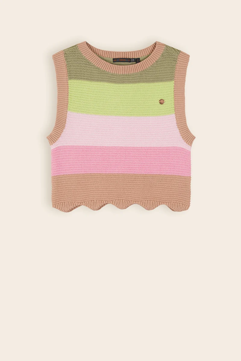 Kosmic Ajour Gebreide Crop Top Multikleuren Sand Blush