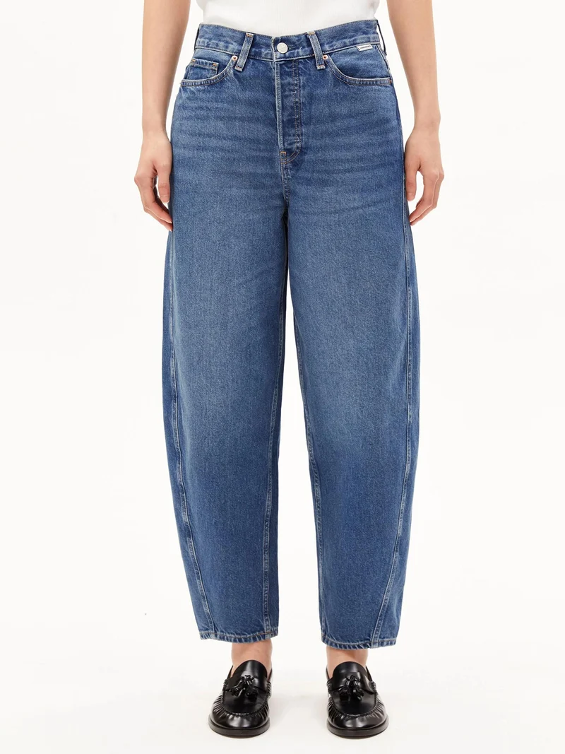 Donkerblauwe barrel jeans baarly