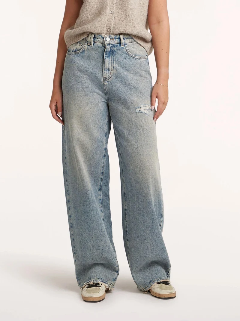 Lichtblauwe wide leg jeans fallon