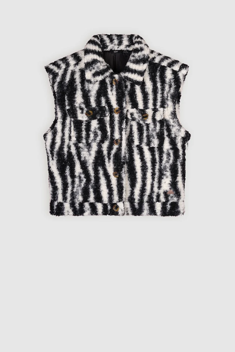 Beddy Geprinte Teddy Gilet Zwart