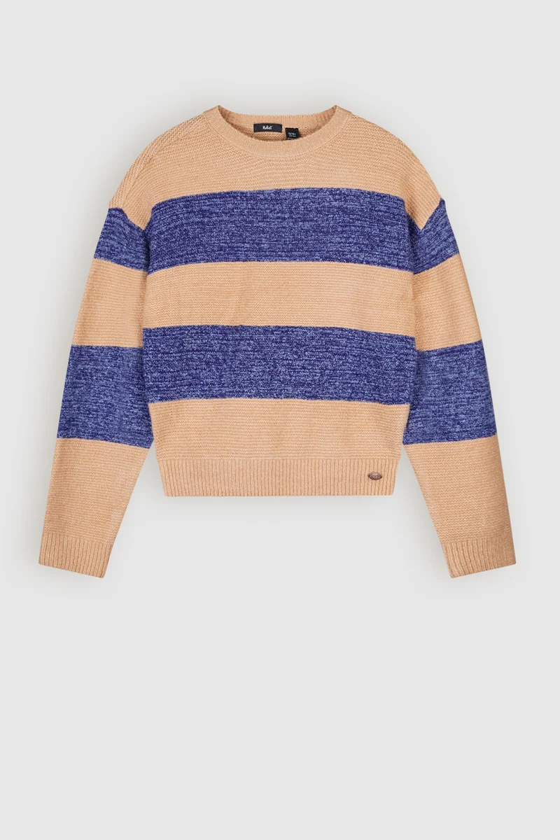 Kessy Gebreide Gestreepte Cropped Trui Blauw