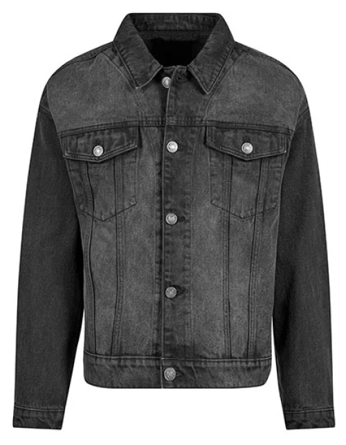 Build Your Brand - Heavy Ounce Boxy Denim Jacket - Black Washed