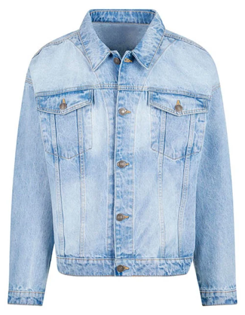 Build Your Brand - Heavy Ounce Boxy Denim Jacket - New Light Blue Washed