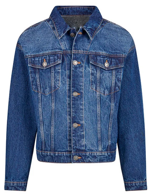 Build Your Brand - Heavy Ounce Boxy Denim Jacket - New Mid Blue Washed
