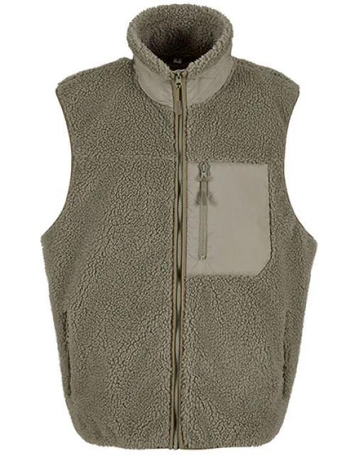 Build Your Brand - Bonded Sherpa Vest - Pale Olive