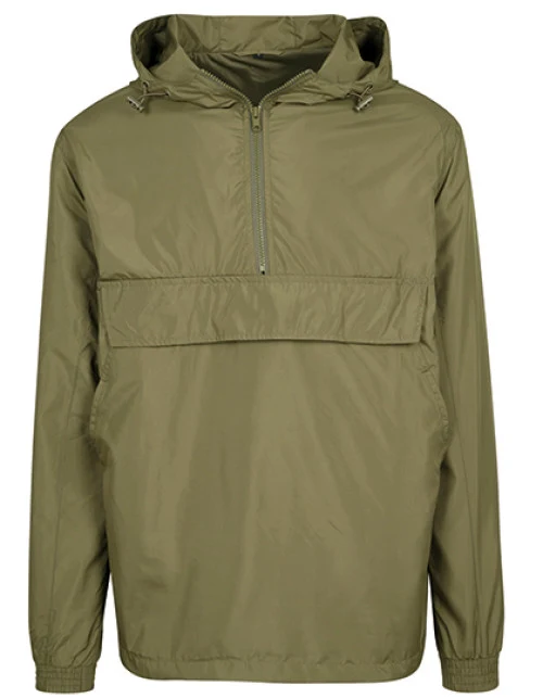 Build Your Brand - Basic Pull Over Jacket - Olive