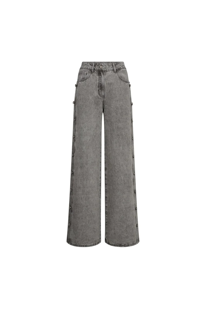 Haute L'Amitié - Side Panel Button Tall Jeans Hl10329 - Light Grey