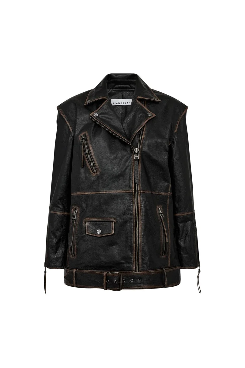 Haute L'Amitié - Leather Biker Wing Jacket Hl10206 - Black