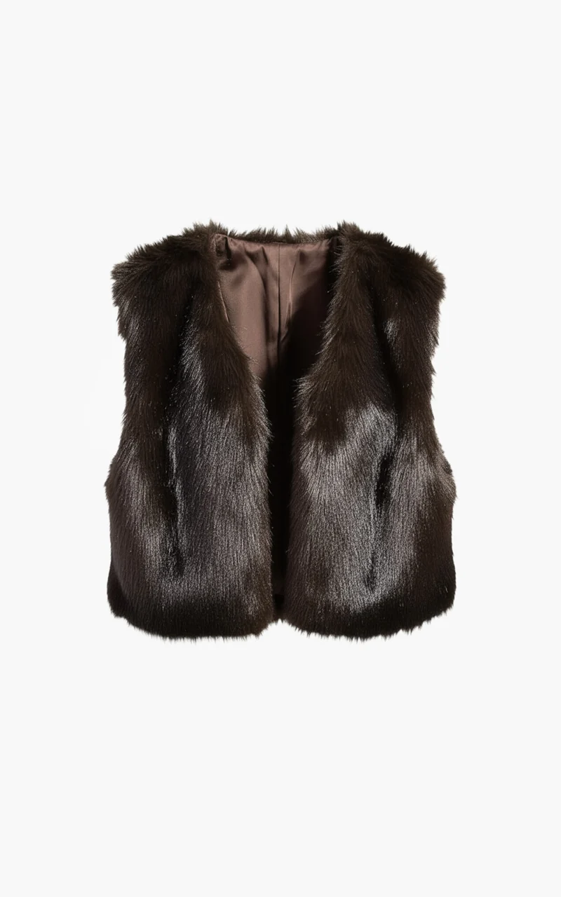 Bruine fake Fur bodywarmer isla
