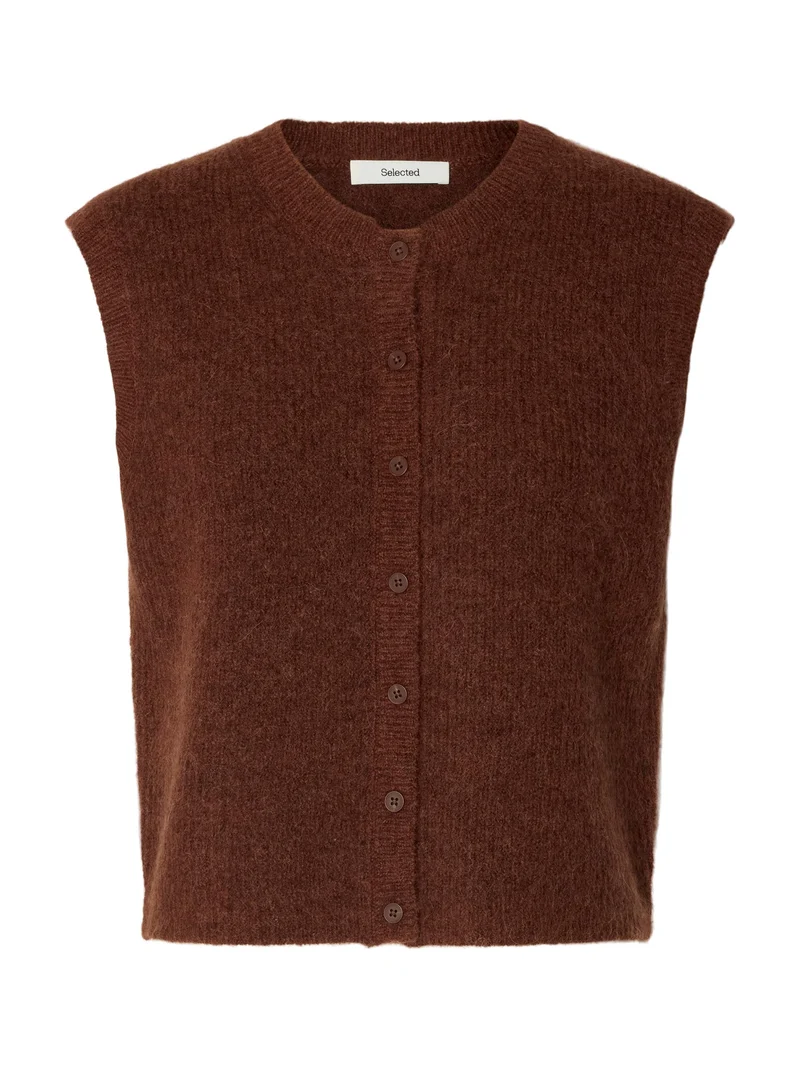 Bruin wolmix gilet lulu