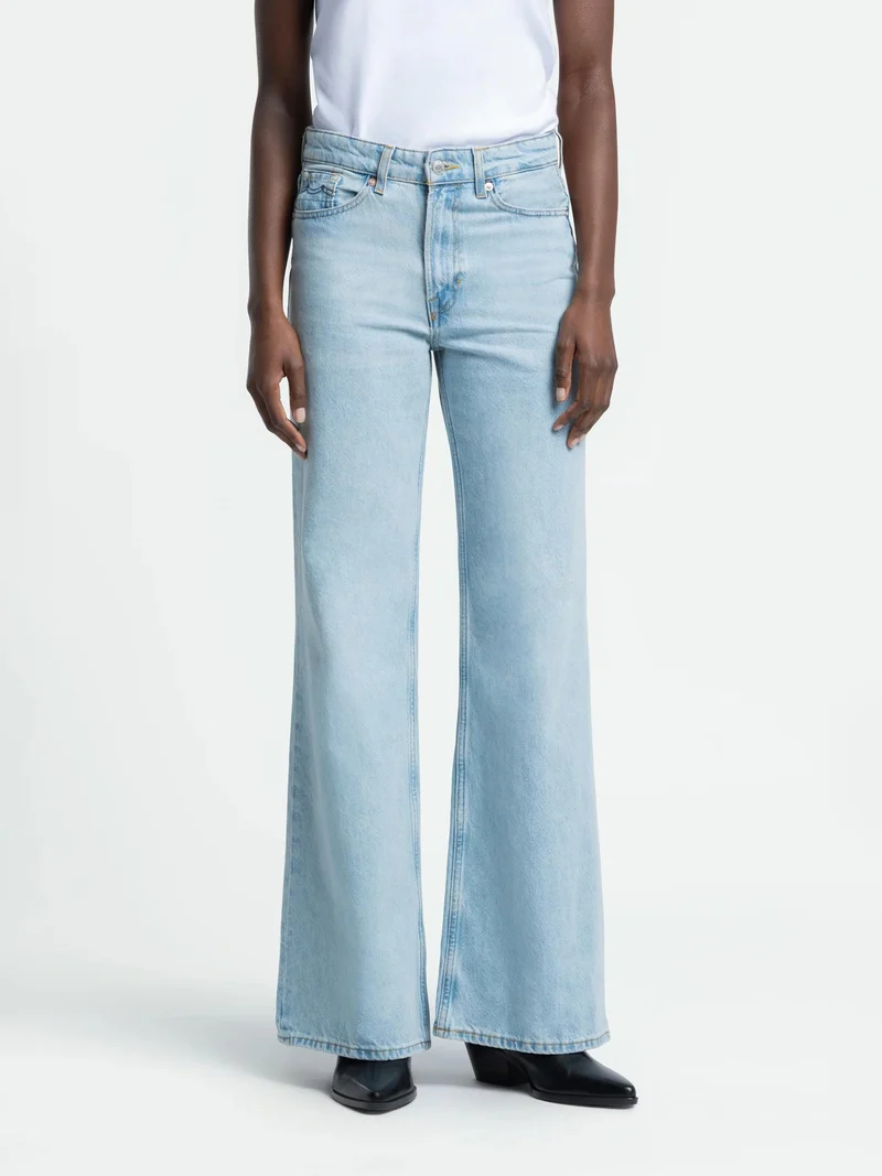 Blauwe wide leg jeans jane