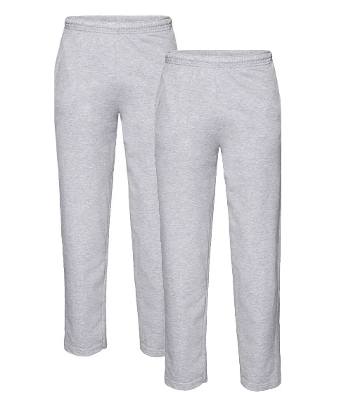 Fruit of the Loom - 2 Pack Classic Open Zoom Joggingbroek - Heather Grey
