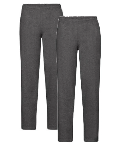 Fruit of the Loom - 2 Pack Classic Open Zoom Joggingbroek - Dark Heather Grey