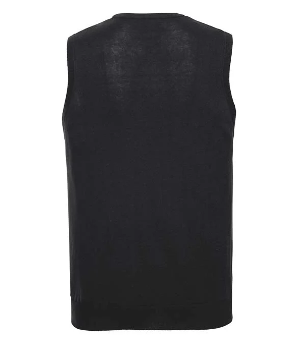 Russell Collection - V-Hals Knitted Pullover zonder Mouwen - Black