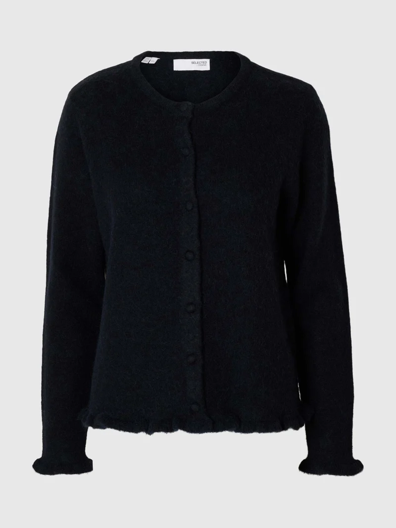 Donkerblauw vest lulu frill knit cardigan