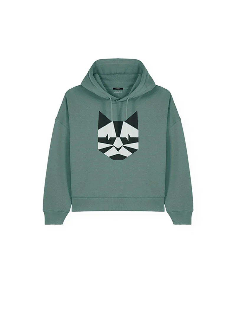 Groene hoodie met grafische opdruk feline green bay
