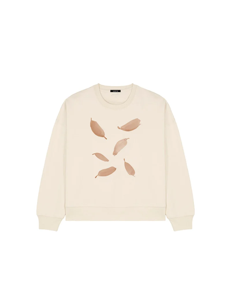 Ecru sweater met veren plume natural raw