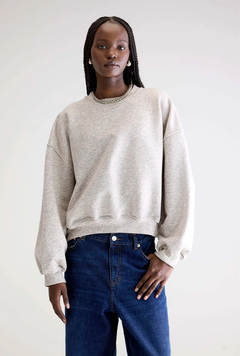 Lichtgrijze gespikkelde sweater fancy