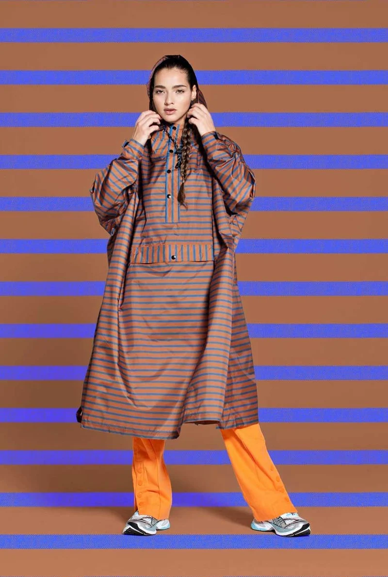 Regenponcho breton blue