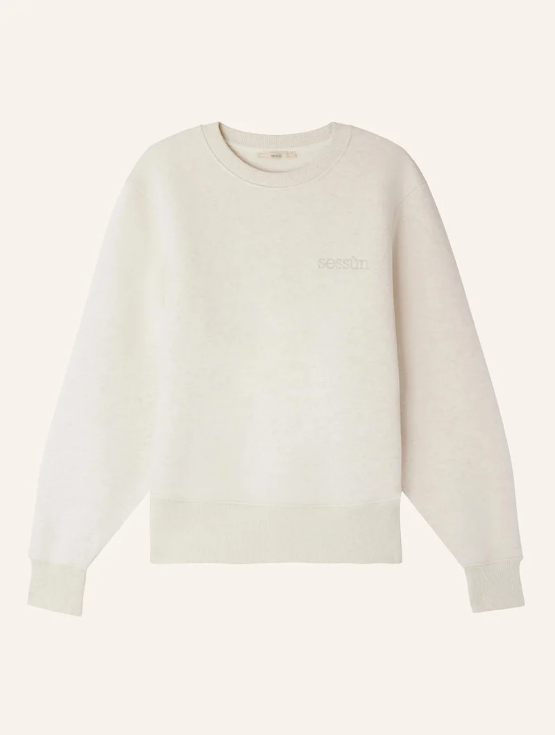Ecru sweater met logo chill