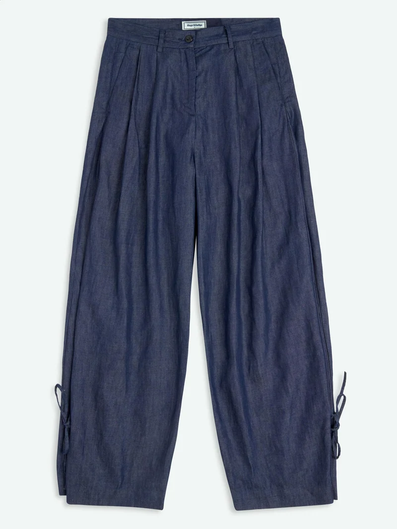 Blauwe wide leg broek hera