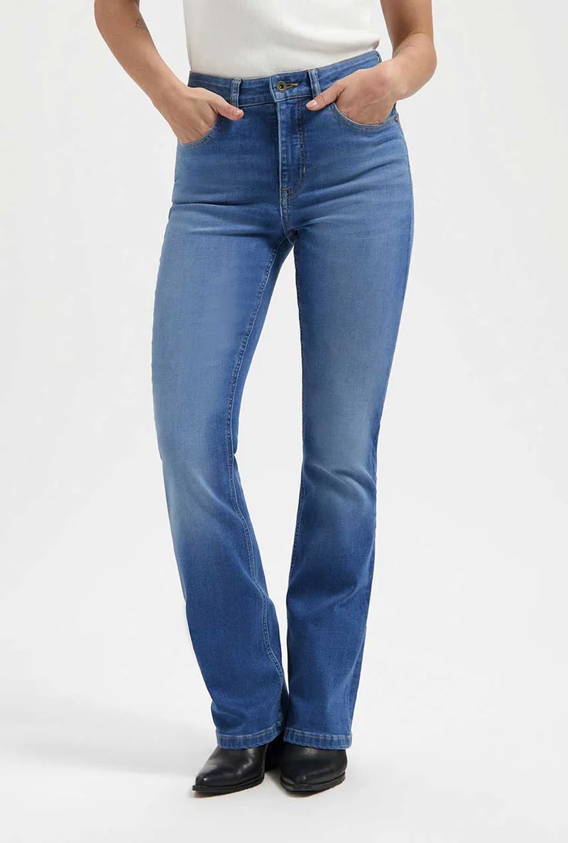 Zoe high rise bootcut jeans standard blue lengte 32