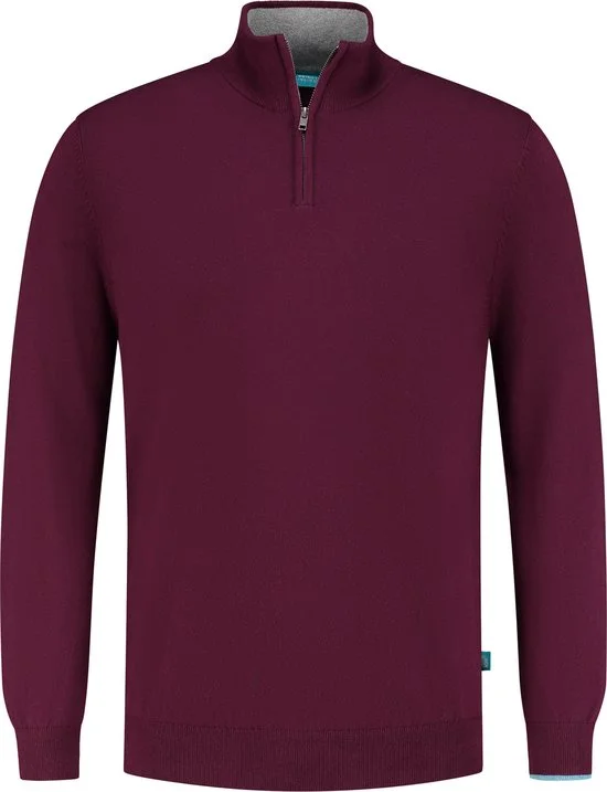 District Indigo Half Zip Trui Cotton Cashmere Plum - Nieuw Outlet