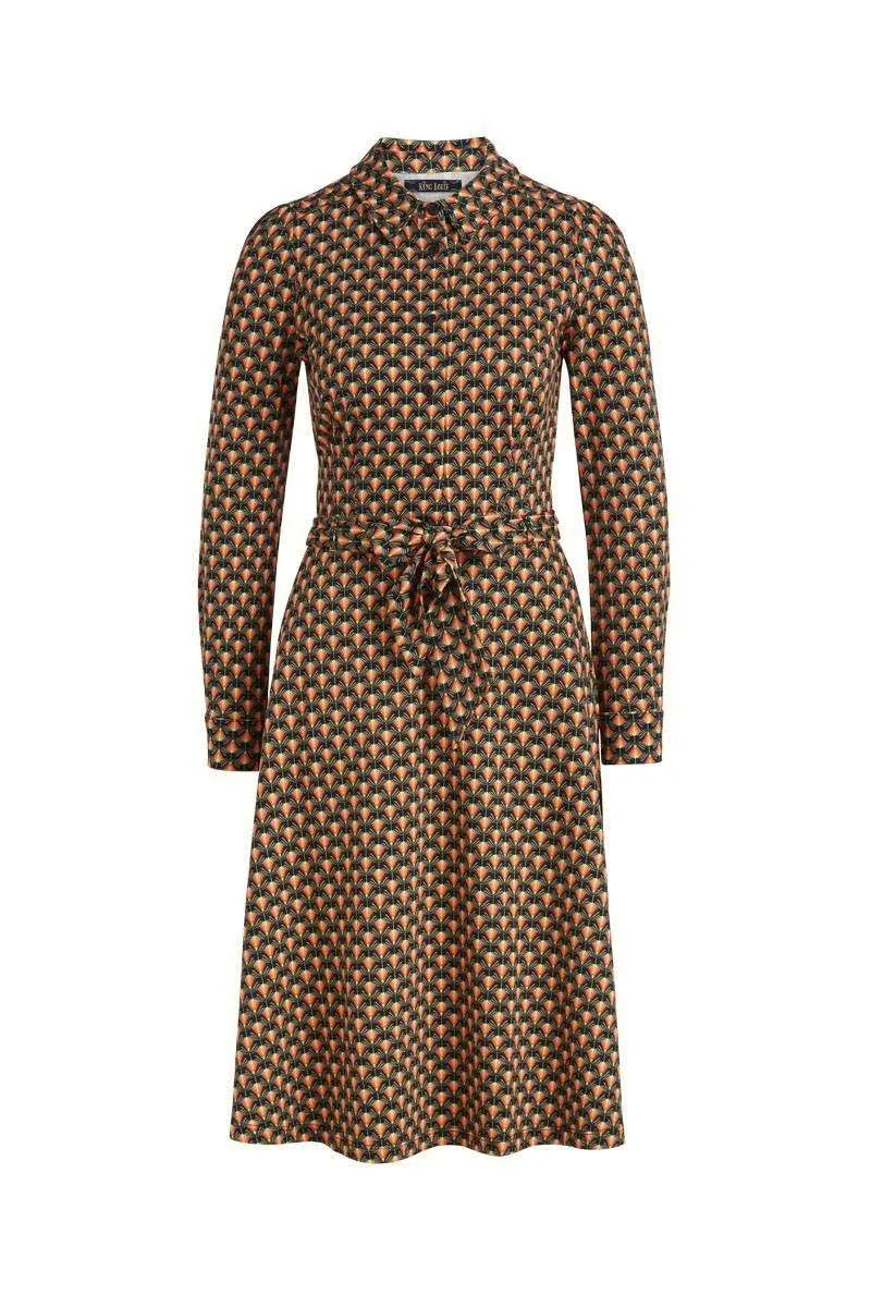 Overhemdjurk met grafische print | King Louie sheeva dress rizzoli tweed orange