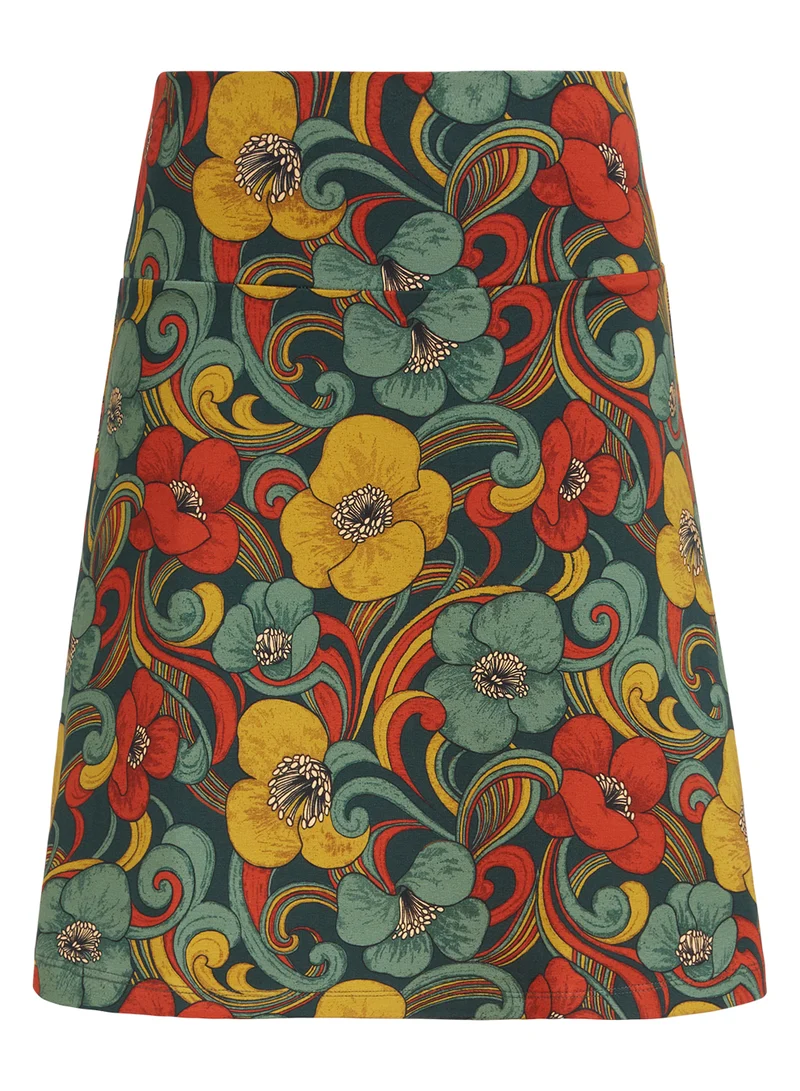 A-lijn rok met bloemenprint | King Louie border skirt uptown pine green