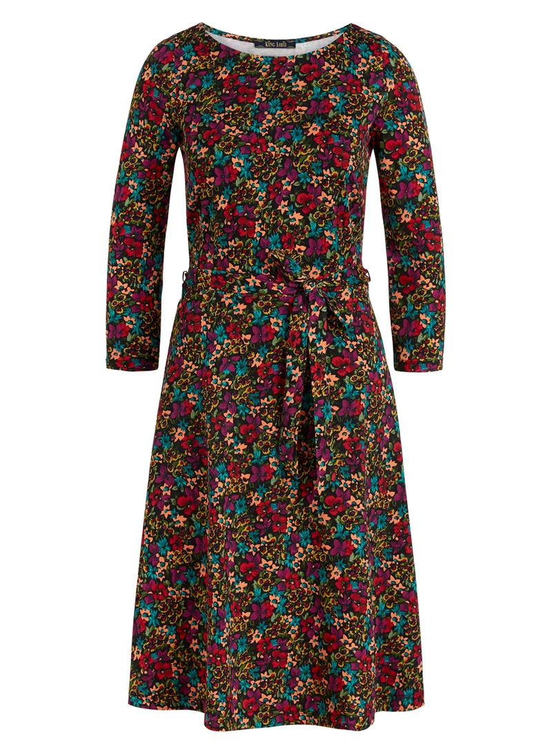 Bloemenjurk met strikceintuur | King Louie Betty dress la concha black
