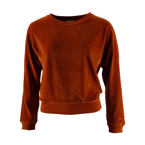 Trui met ronde hals velvet stof | Froy & Dind sweater Lima velvet brown