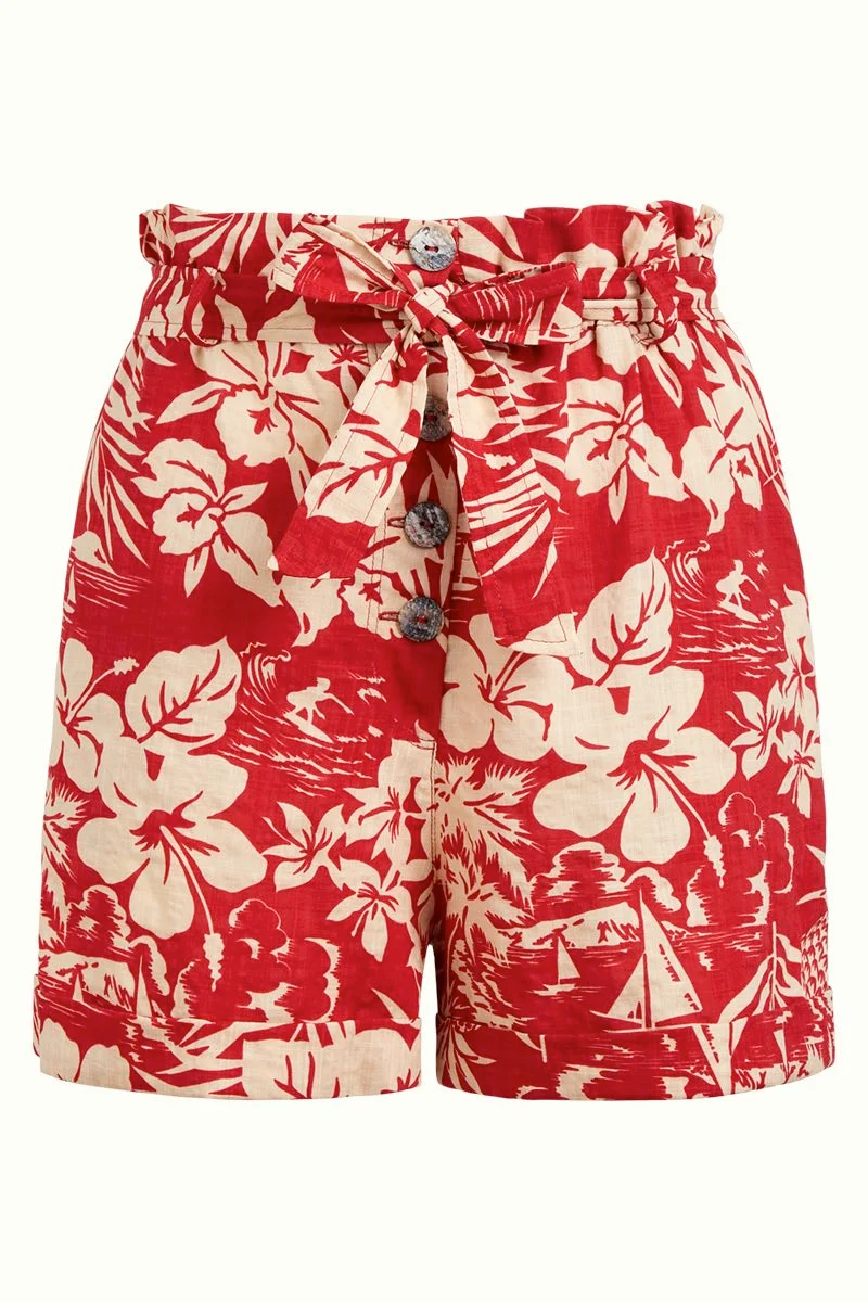 Luchtige korte zomerbroek met hoge taille | King Louie Renee Shorts Carambola Jalapeno Red