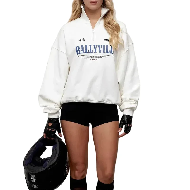 Dames Oversized Sweatshirt met Polokraag en Grafische Print