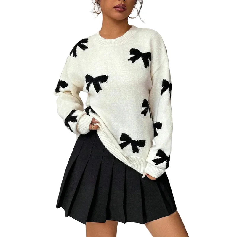 Dames Sweater Ronde Hals met Strikdetail