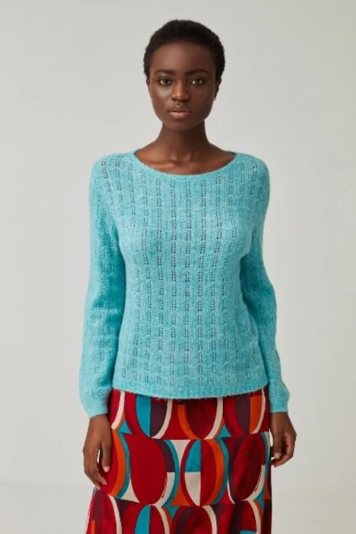 Trui met boothals | Surkana Boat neck pointelle jumper M/L