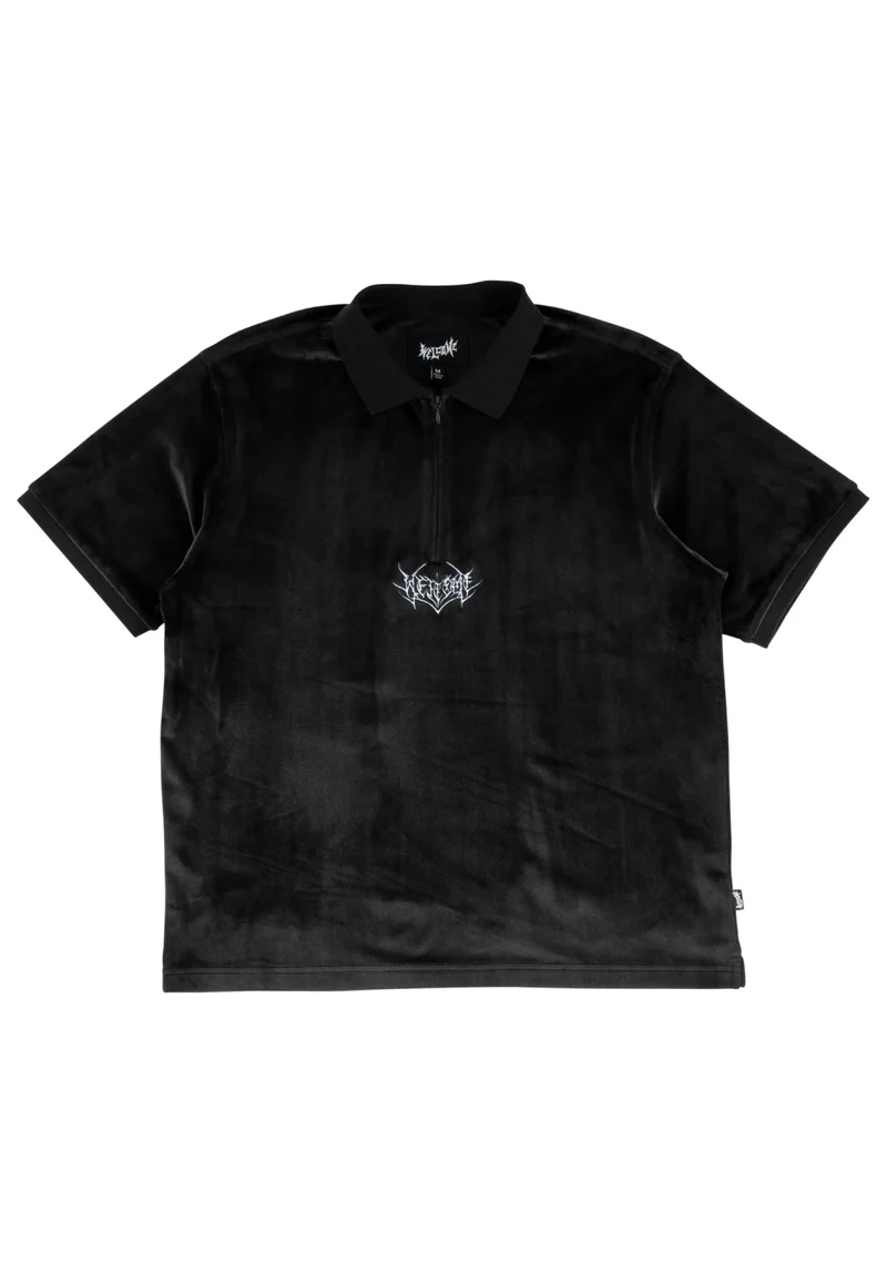 Grain Embroidered Velour Zip