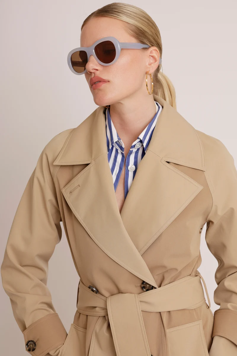 Waterdichte Straight Trenchcoat 2.0 | Beige Tweekleurig