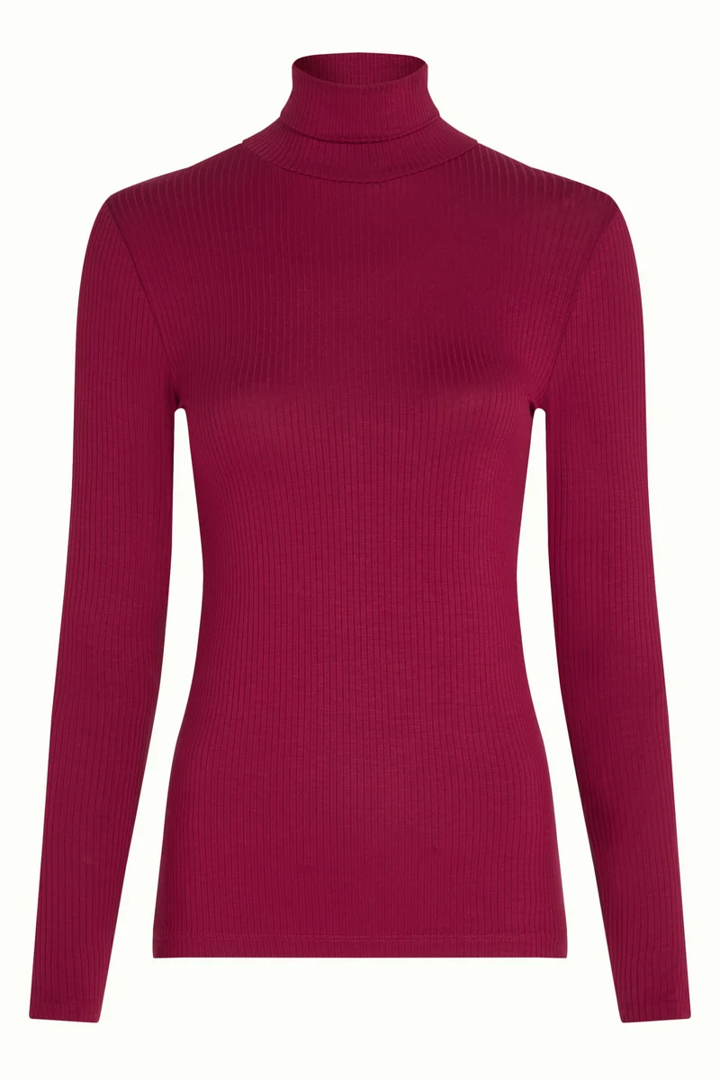 King Louie rollneck top uni rib beaujolais red
