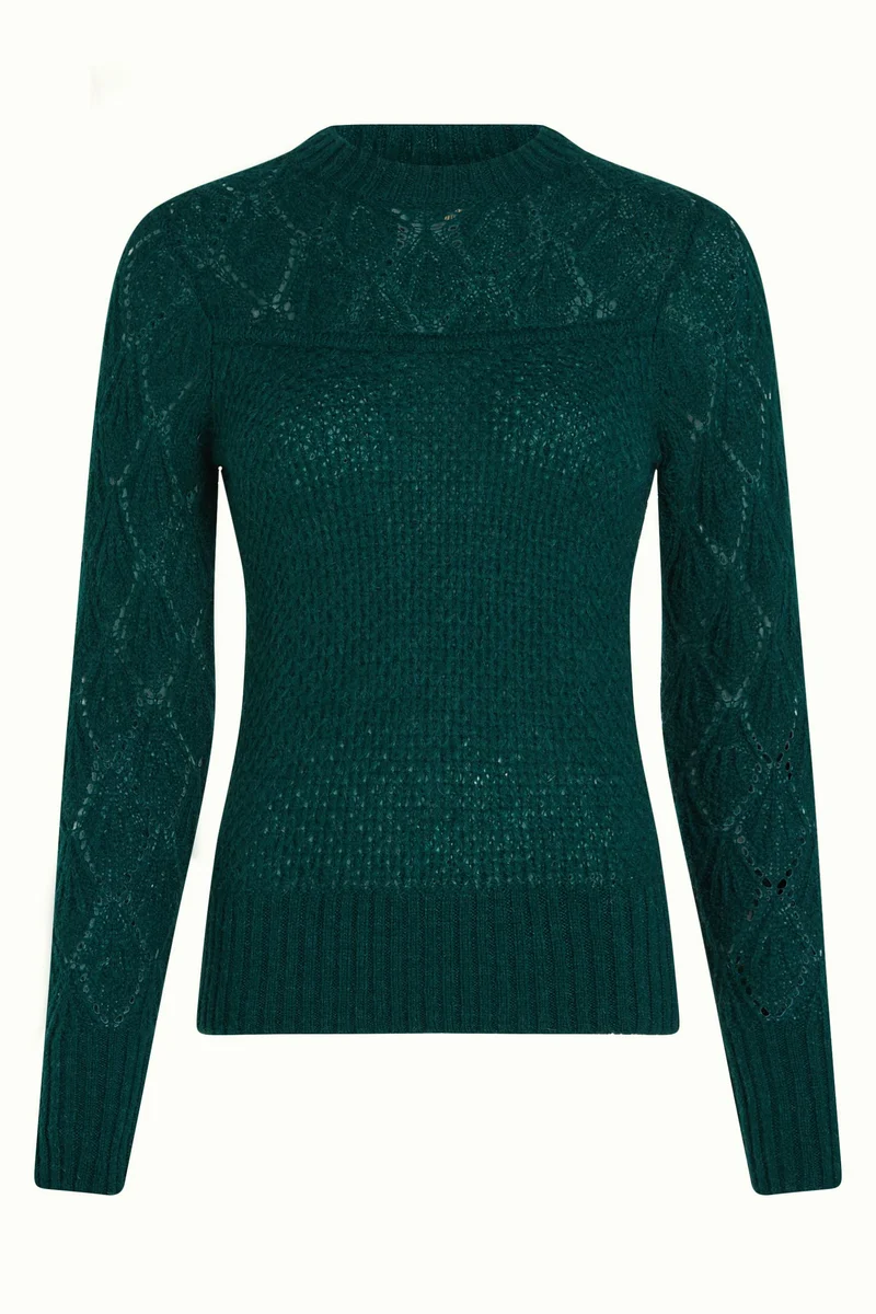 King Louie jeannie yoke sweater farfalle pine green