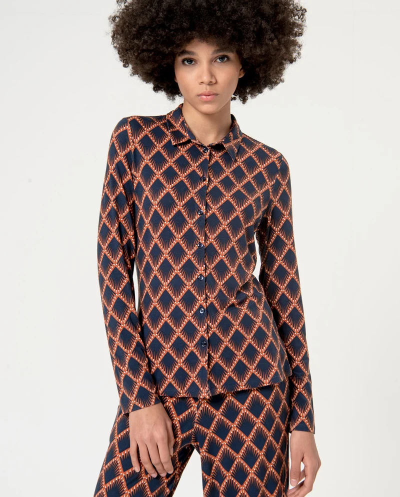 Surkana fitted shirt long sleeves brown