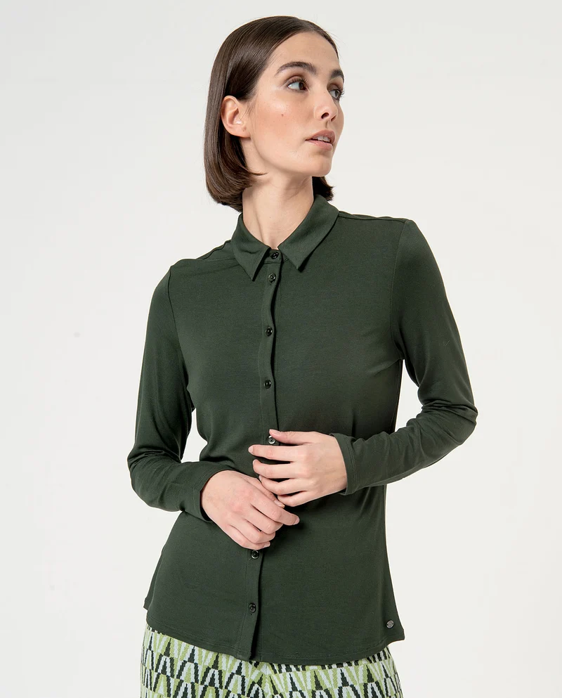 Surkana fitted shirt long sleeves green