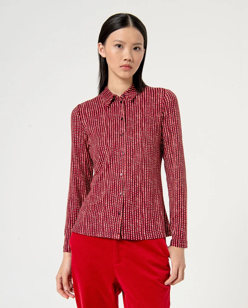 Surkana fitted shirt long sleeves red