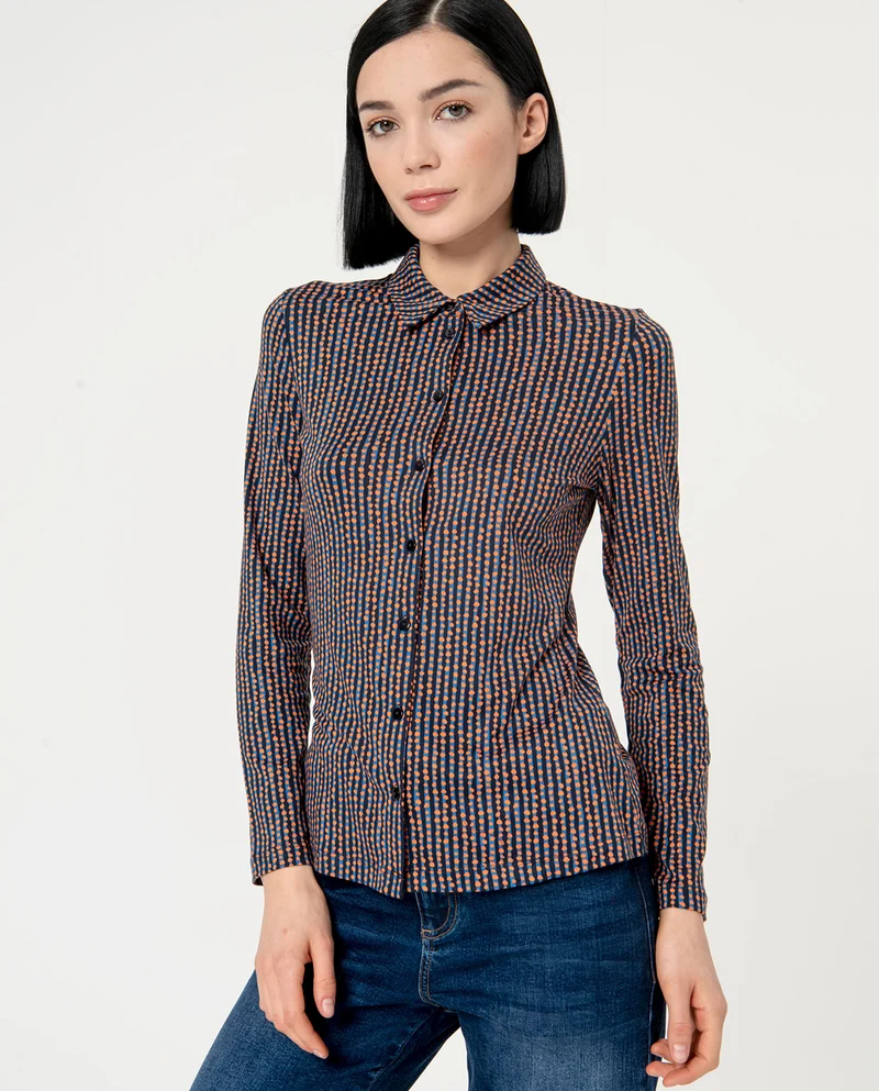 Surkana fitted shirt long sleeves blue