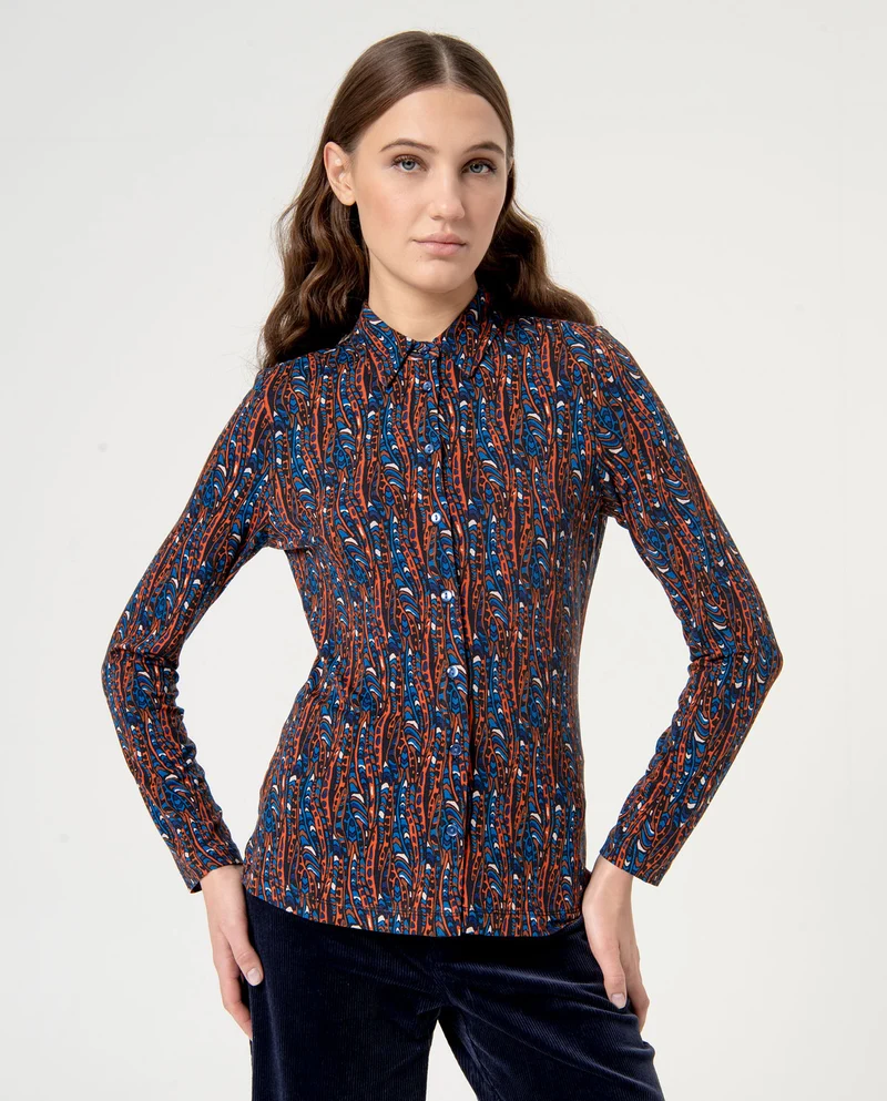 Surkana fitted shirt long sleeves blue
